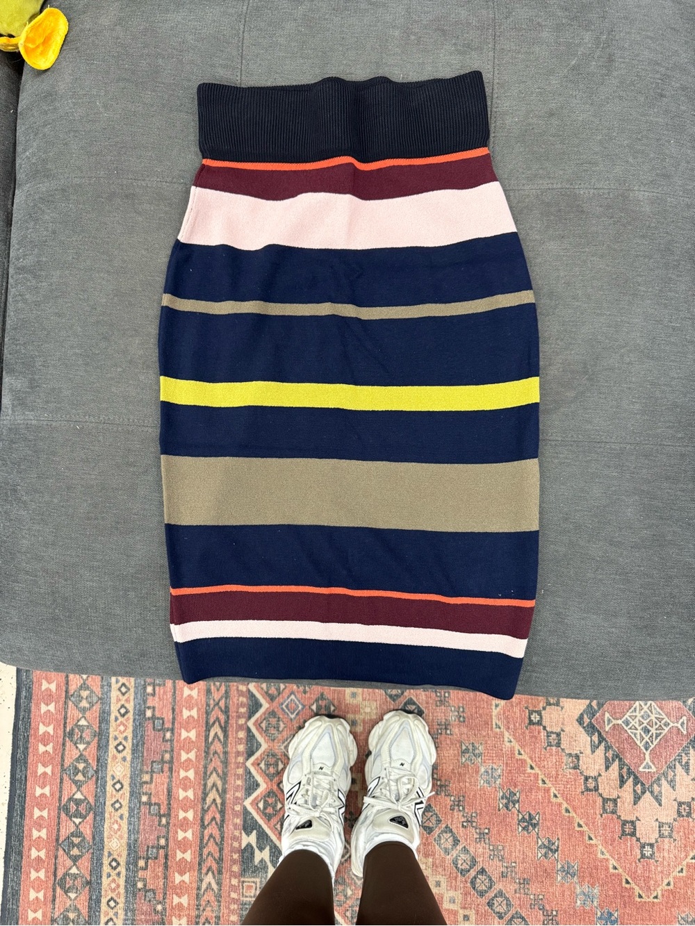 Rachel Roy Striped Knit Pencil Skirt in Navy and Multi